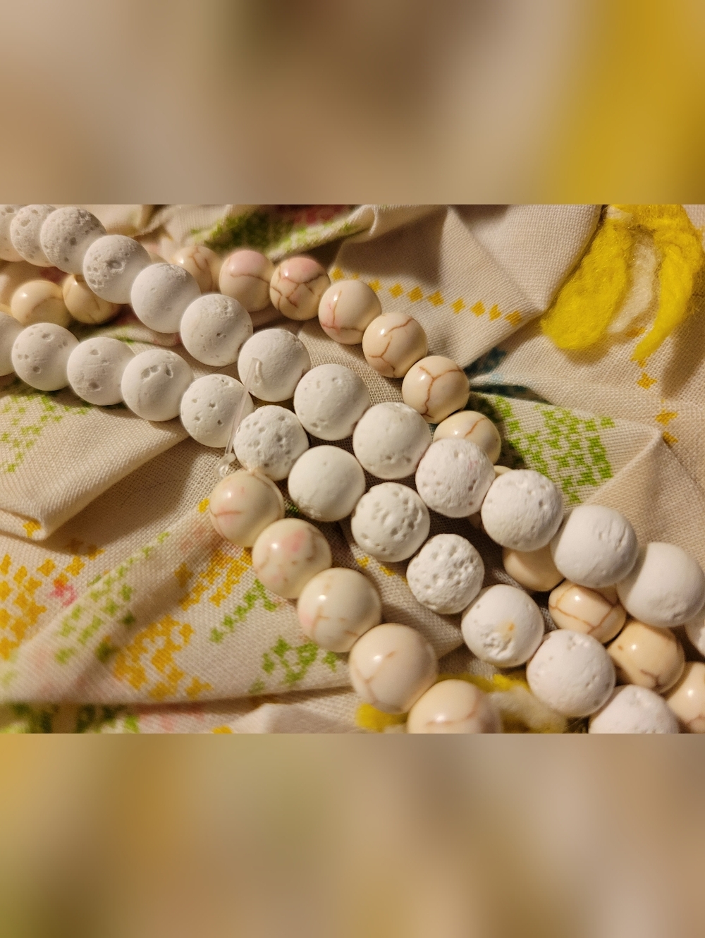 Magnesite & White Lava Stone Bead Strands • Natural Style Stone Jewelry Beads